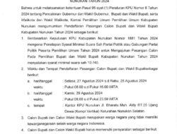 PENGUMUMAN Nomor : 684/PL.02.2-Pu/6503/2024                         TENTANG PENDAFTARAN PASANGAN CALON BUPATI DAN WAKIL BUPATI KABUPATEN NUNUKAN TAHUN 2024