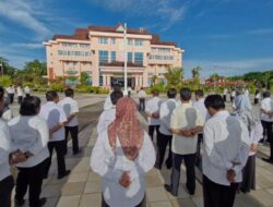 Patuhi Surat Edaran Bupati, OPD dilingkungan Kantor Bupati Nunukan Selenggarakan Apel Pagi